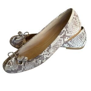 STUART WEITZMAN Women's Snakeskin Ballet Flats, tan & cream. 9.5